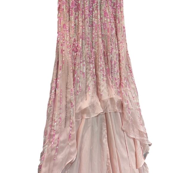 Sherri Hill Vintage 8503 Pink Strapless High-Low Iridescent Sequins Prom Dress 4 - Picture 3 of 10